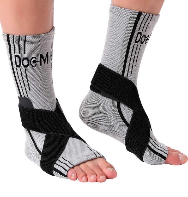 Doc Miller Ankle Compression Sleeves With Strap 1 Pair Plantar Fasciitis Gray, L