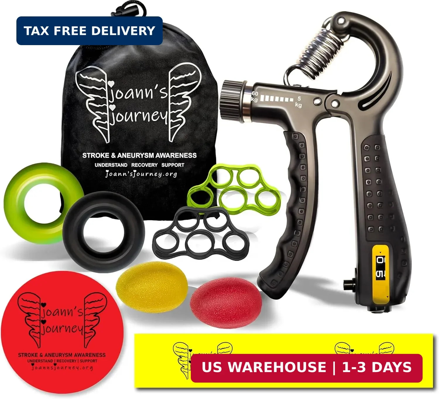 Hand Therapy Kit for Stroke and Aneurysm Recovery, OT/PT Rehab Tools for Dexteri