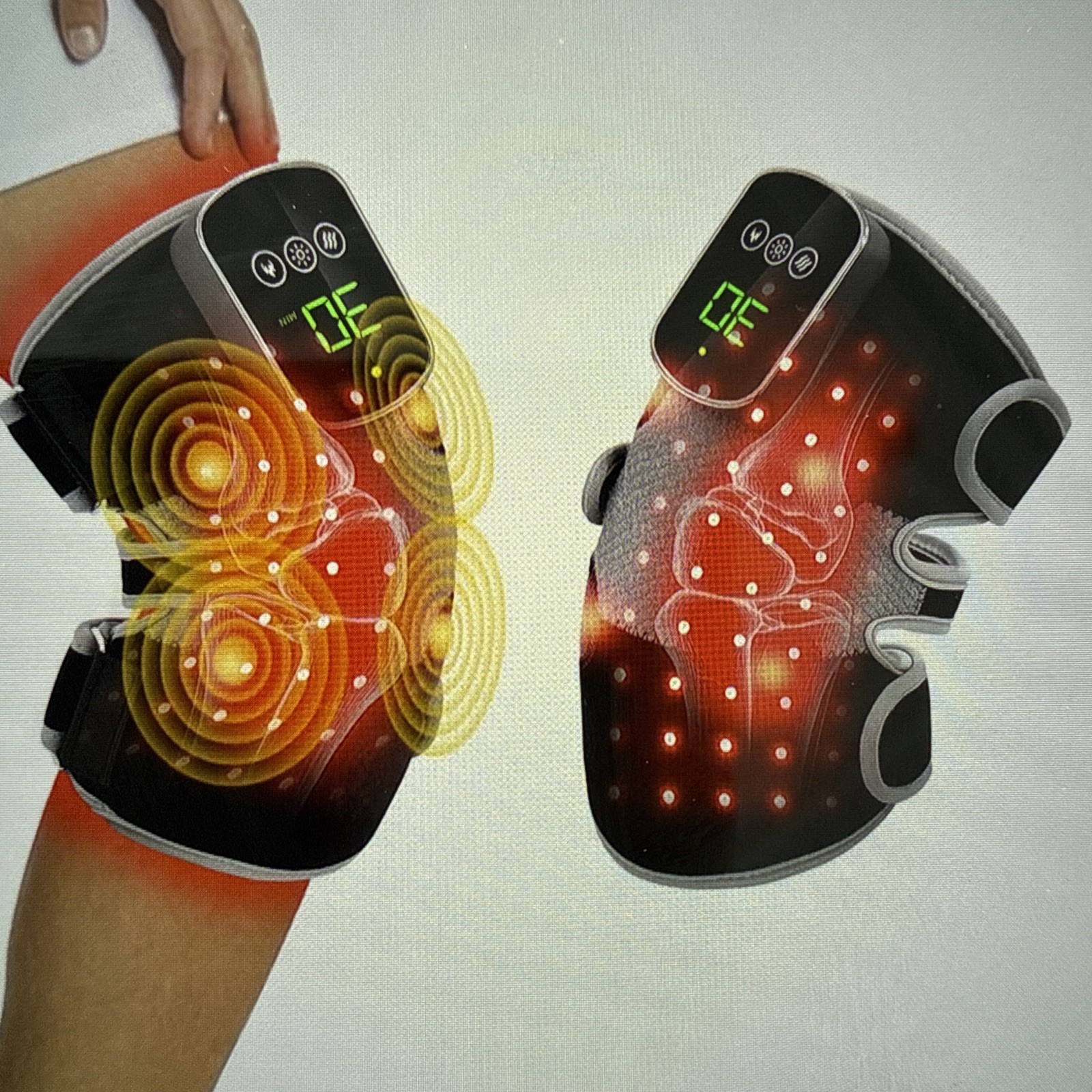 3-in-1 Red Light Therapy Heated Massager, Rechargeable 5000mAh, 660nm & 850nm