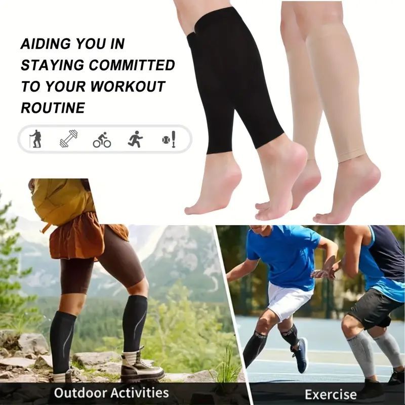2x Calf Sleeves Leg Support Compression Socks Running Shin Splint Varicose Vein+