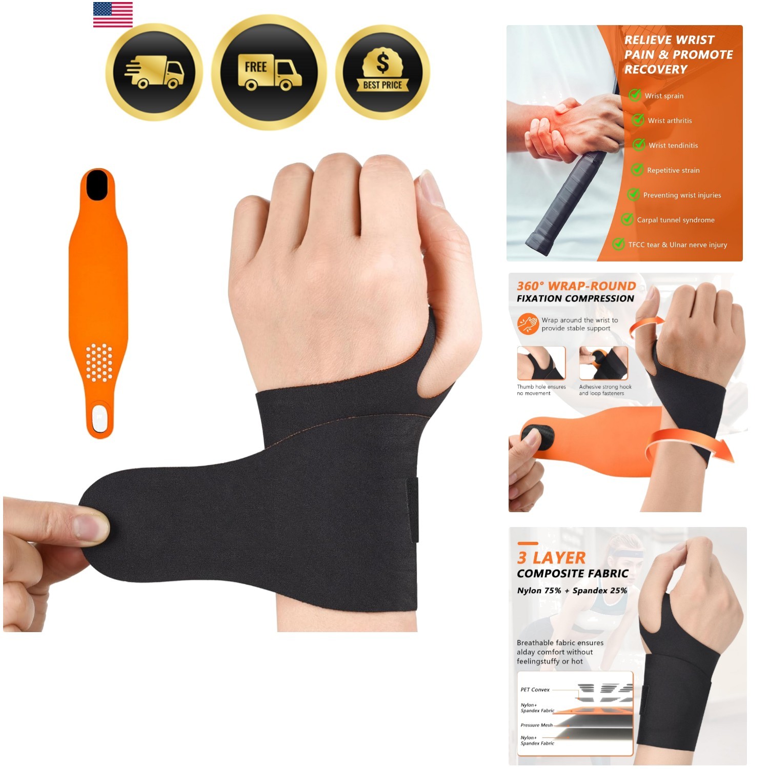 Ulnar Wrist Brace for Right & Left Hand, Ultra-Thin Elastic Wrist Wrap Compre…