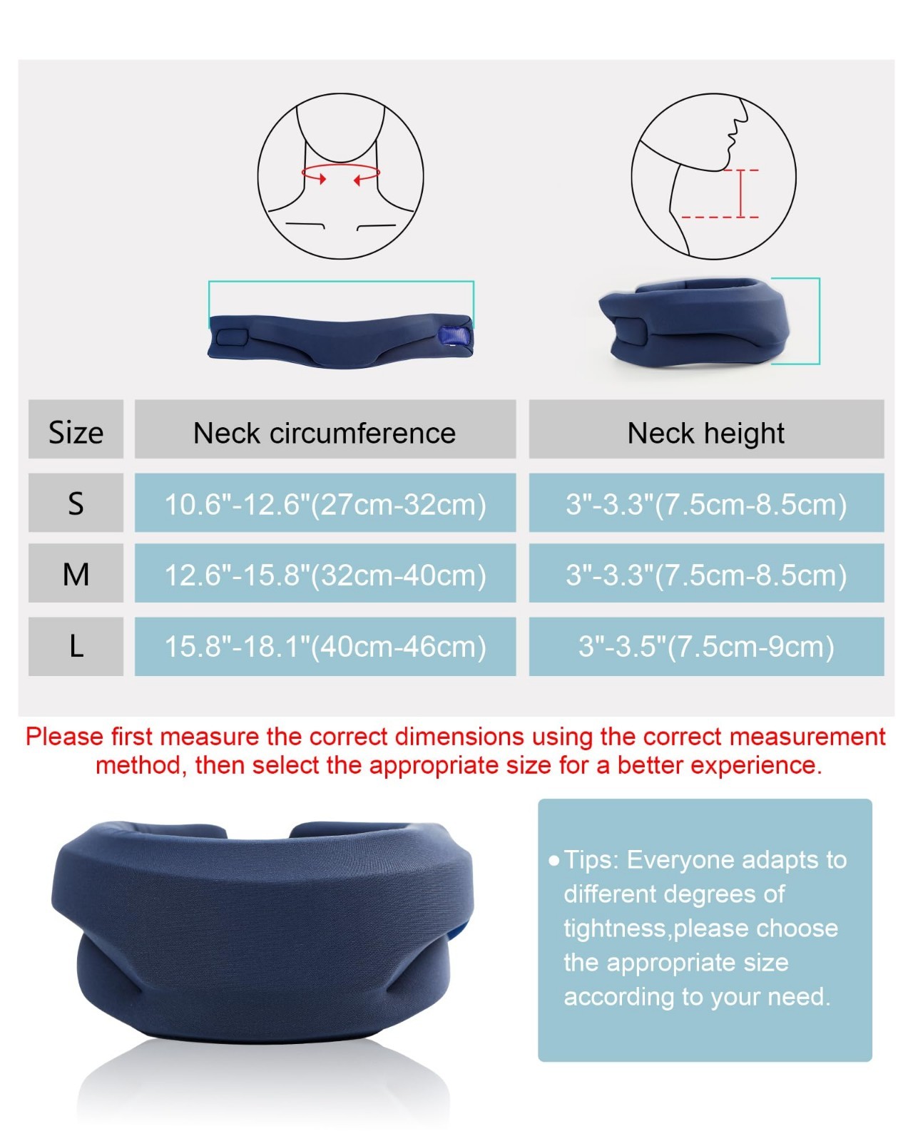 Cervical Neck Brace for Sleeping – Soft Foam Support Collar for Pain Relief, Med