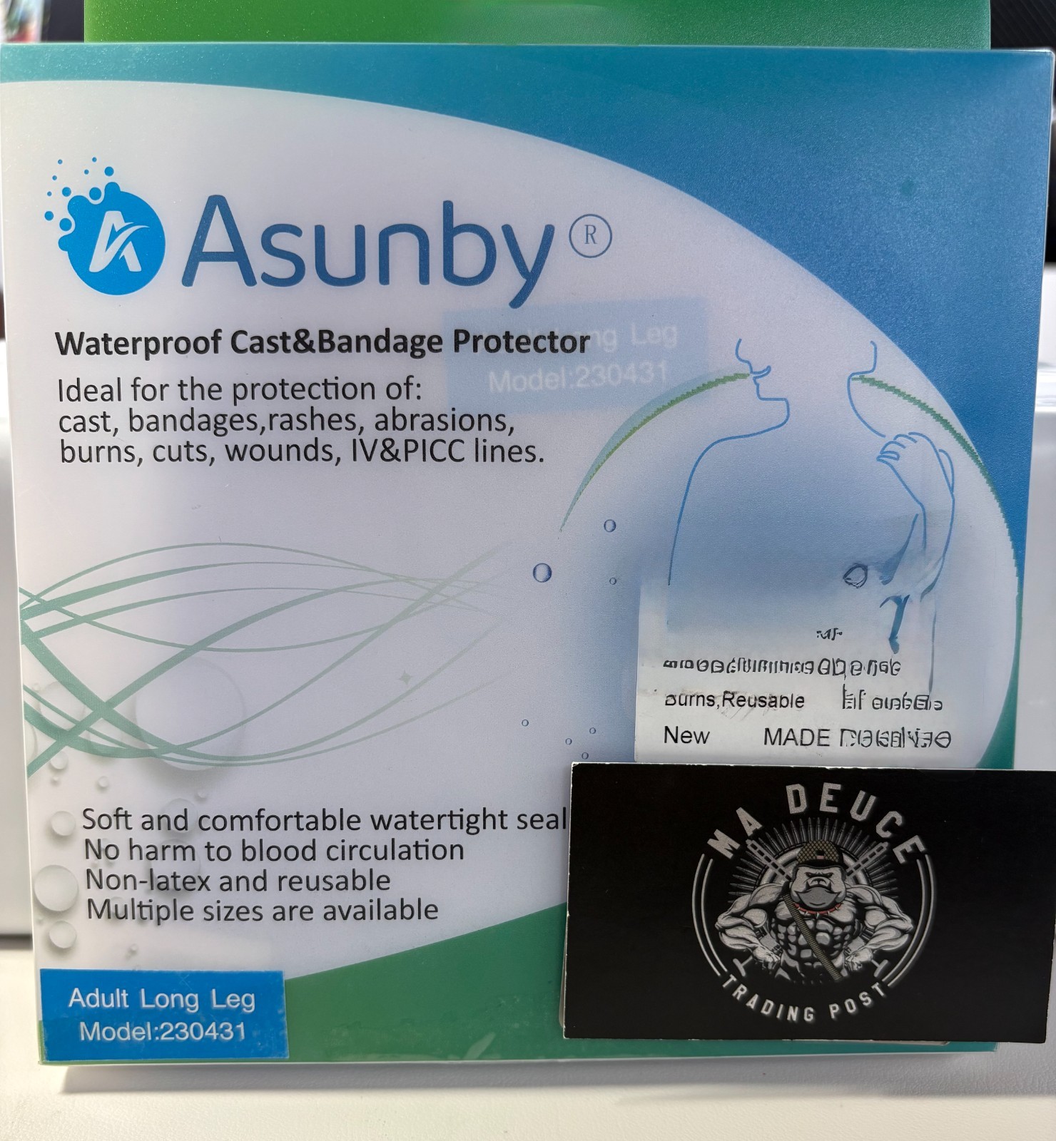 ASUNBY 230431 Adult Long Arm Leg Waterproof Cast Protector Bandage Cover Shower
