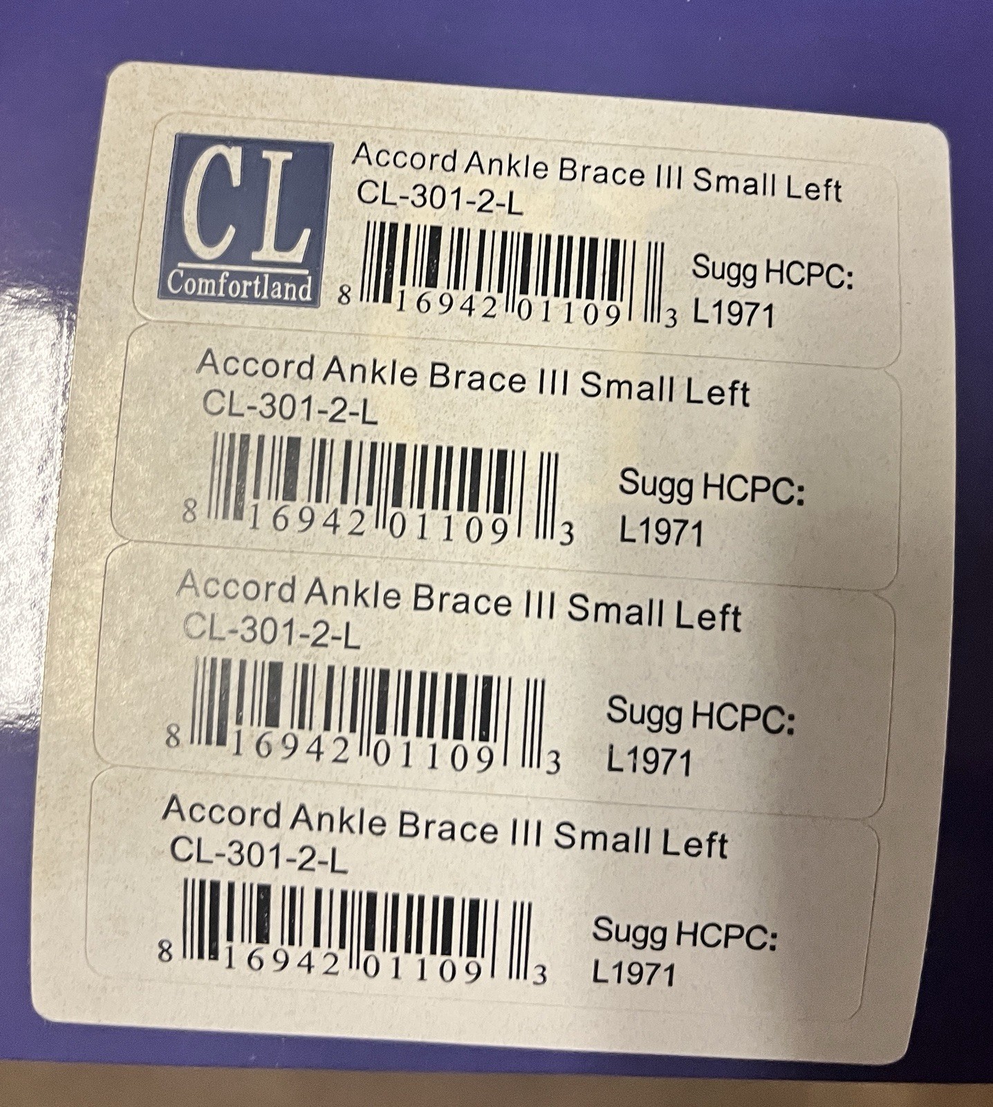 Comfortland Accord 3 III Ankle Brace Size Small Left New In Box NIB Free Ship