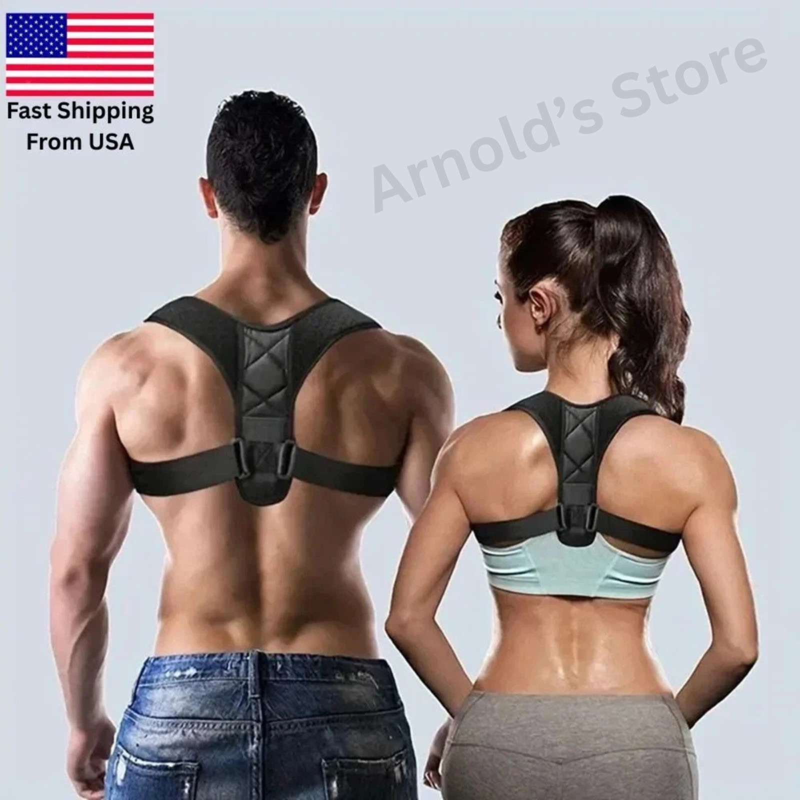 New True Fit Posture Corrector Belt Adjustable Back Brace Straightener For Men W
