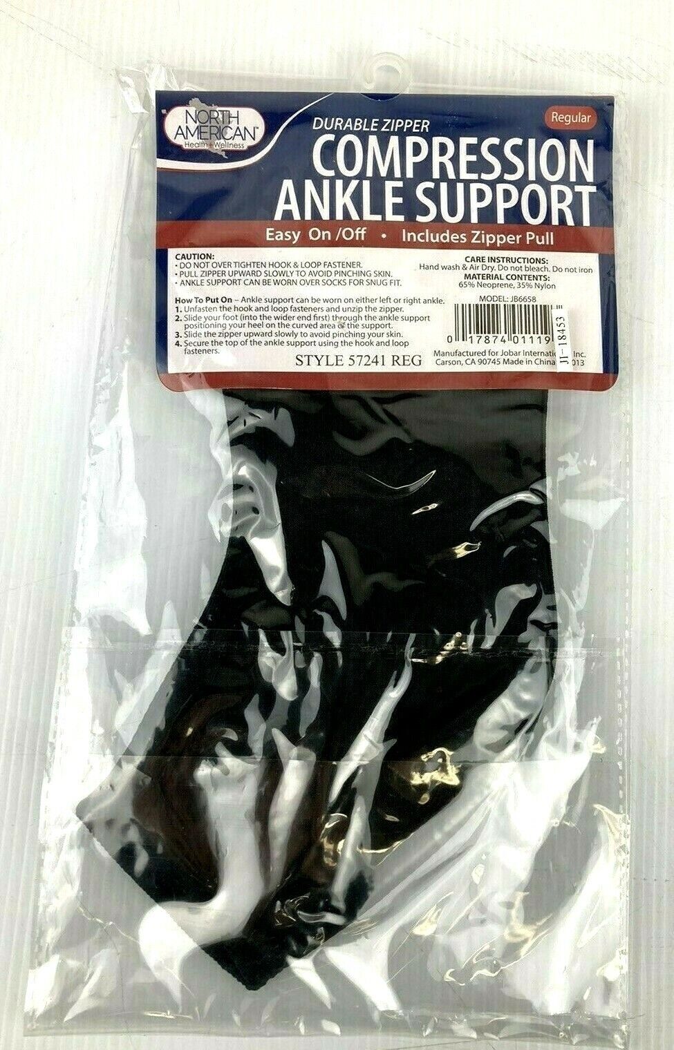 North American JB6658 Ankle Support Zipper Compression Sleeve Lot of 2