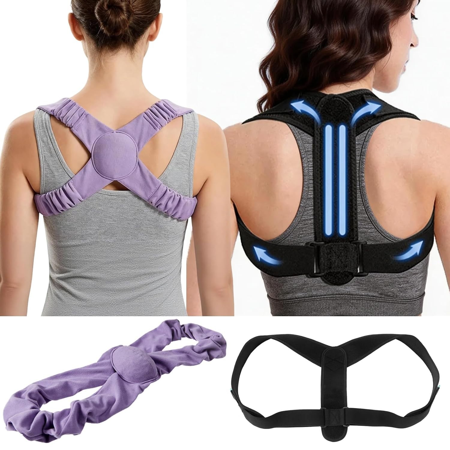 2PCS Posture Corrector Set,Nighttime Posture Brace Sleeping and Adjustable Ba…