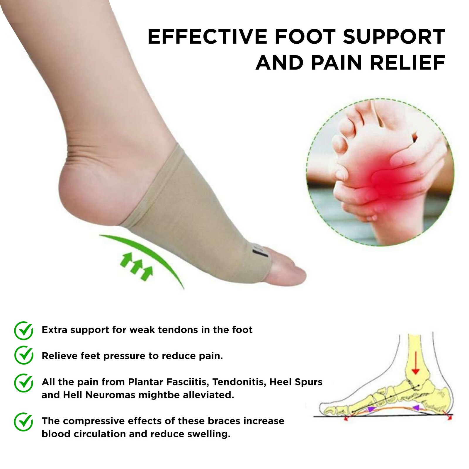 Adore Pro Flat Foot Arch Support Cotton Foot Pad Plantar Fasciitis Pain Relief