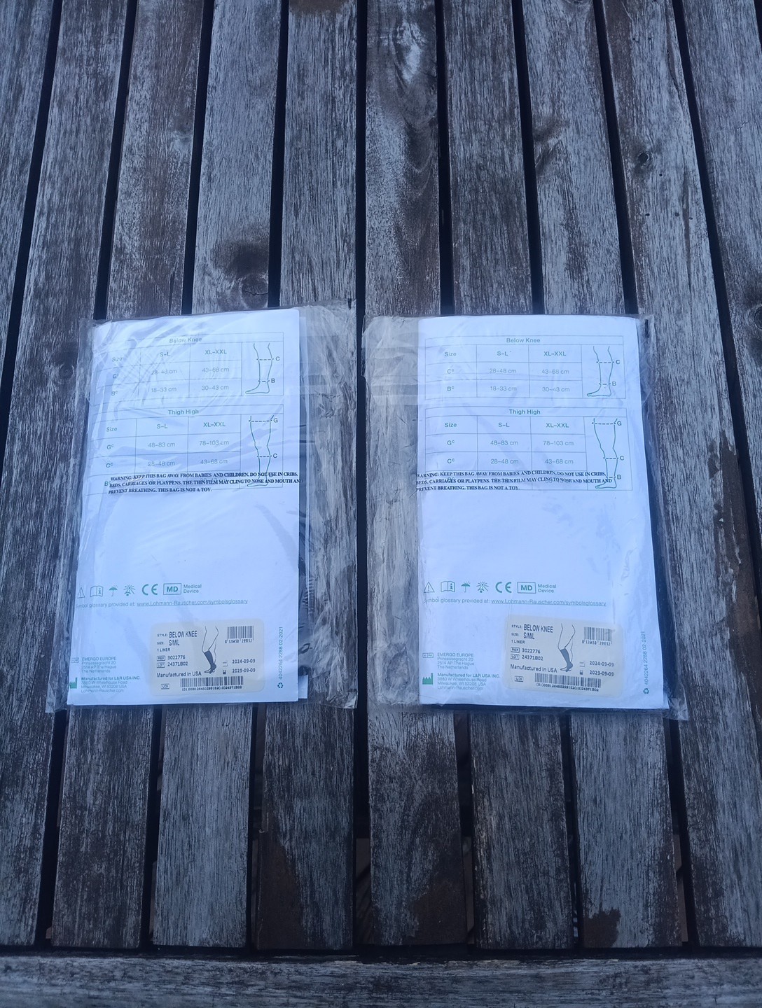 2 Ready Wrap Liners Below Knee Small Medium Large Black