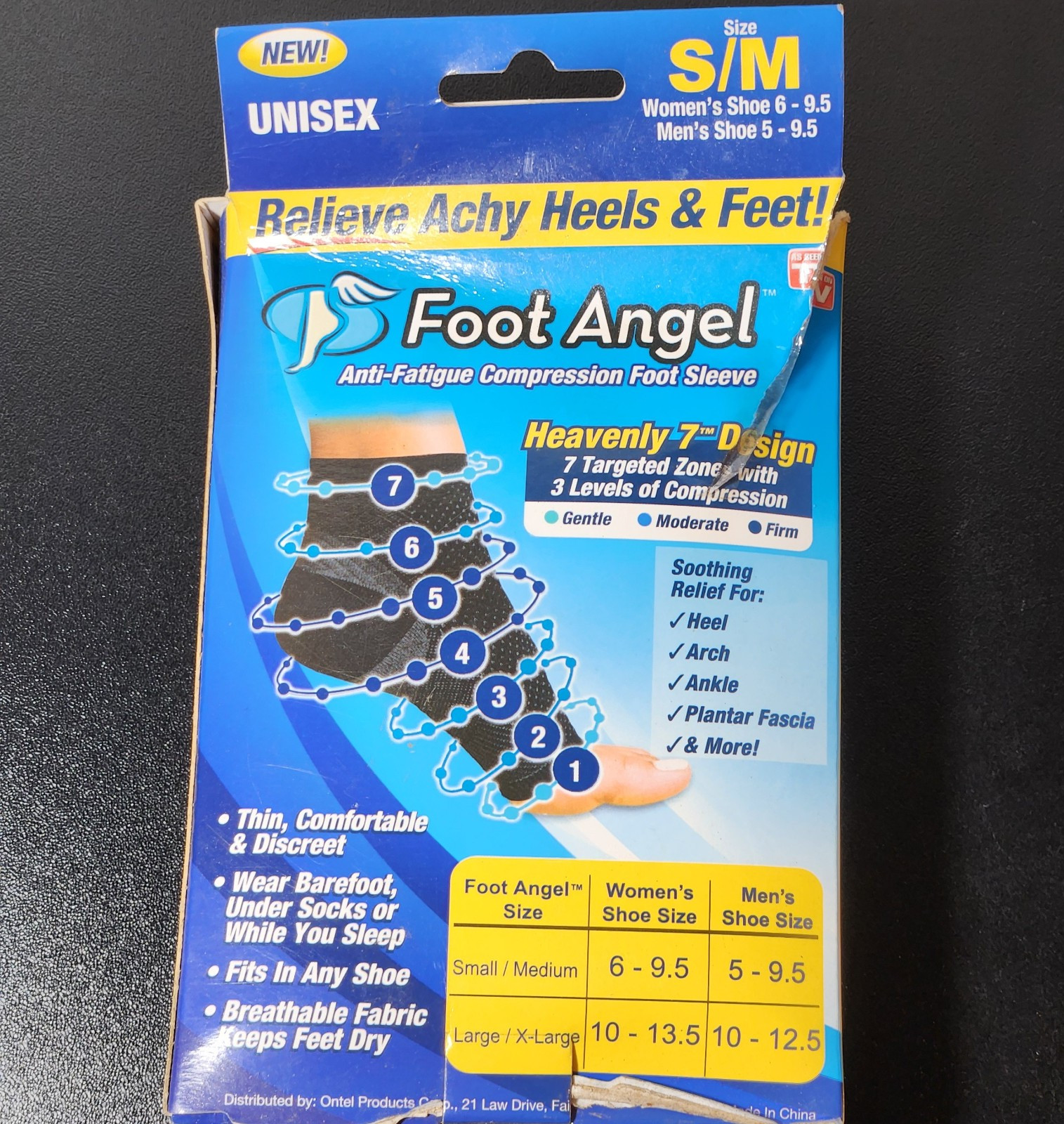 OnTel Foot Angel Anti-Fatigue Compression Sleeve Unisex Womens 6-9.5 Mens 5-9.5