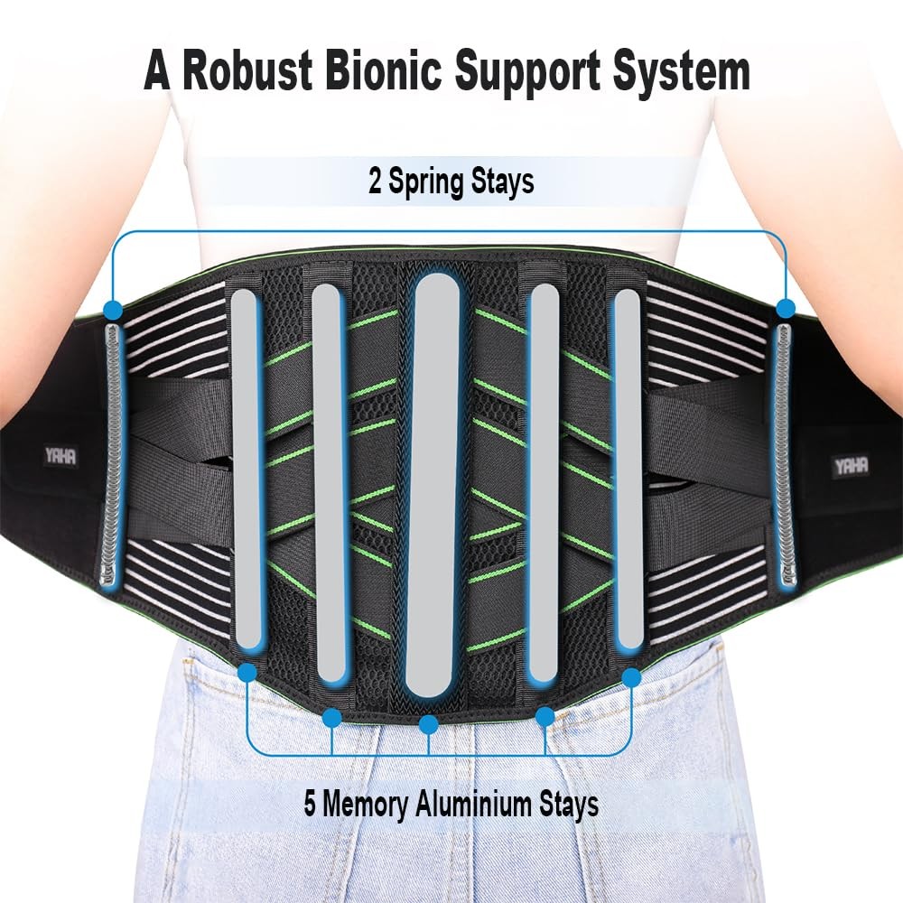 Back Brace with 7 Metal Stays Lower Back Pain Relief Lumbar Support Belt S-XXL