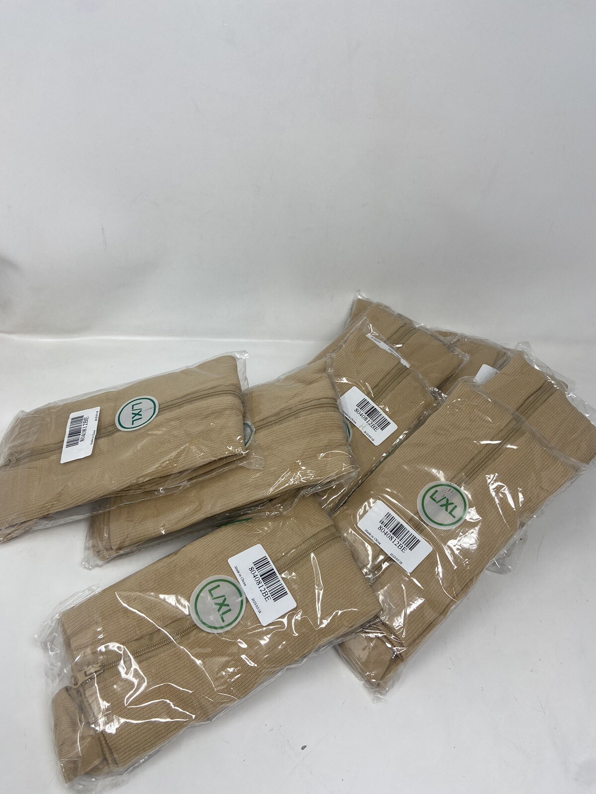 Zip Up Compression Socks Support Hose Unisex Edema Diabetic Lot Of 10 L/XL Beige