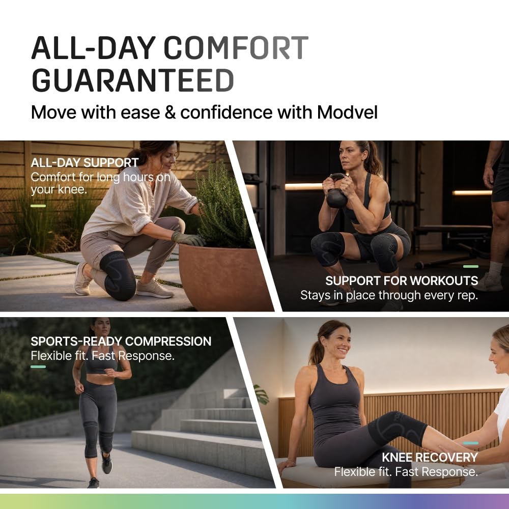 2 Pack Knee Brace for Women Knee Support for Walking, Knee Compression Sleev…