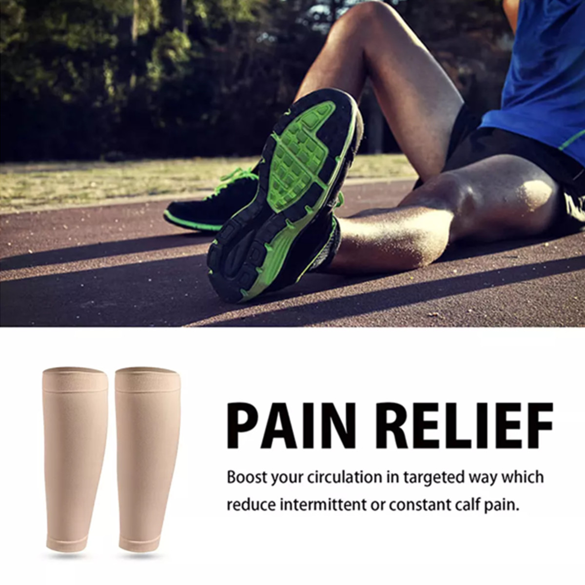 2x Calf Sleeves Leg Support Compression Socks Running Shin Splint Varicose Vein