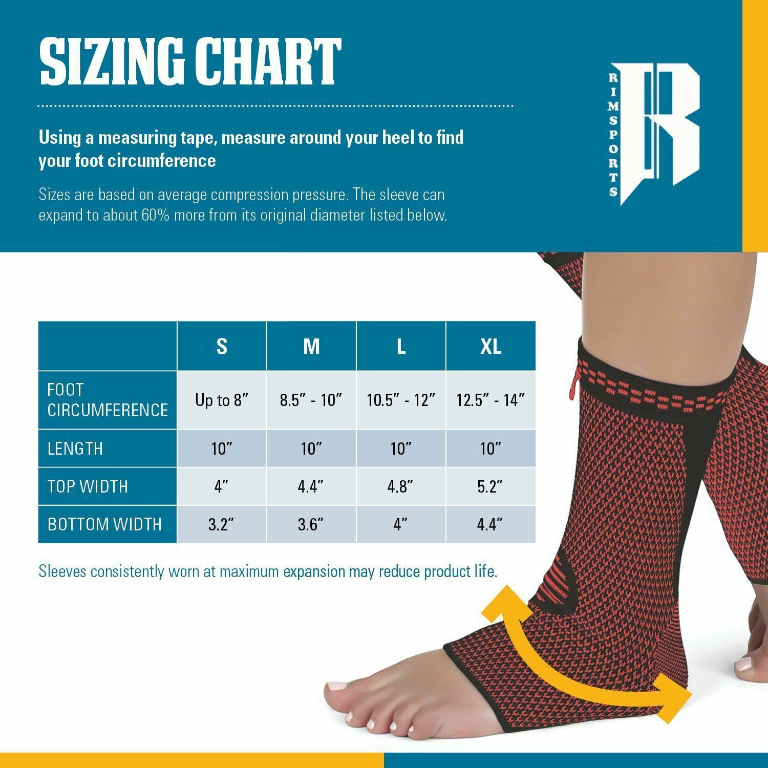 Ankle Brace Compression Support Sleeve for Injury Recovery – size L