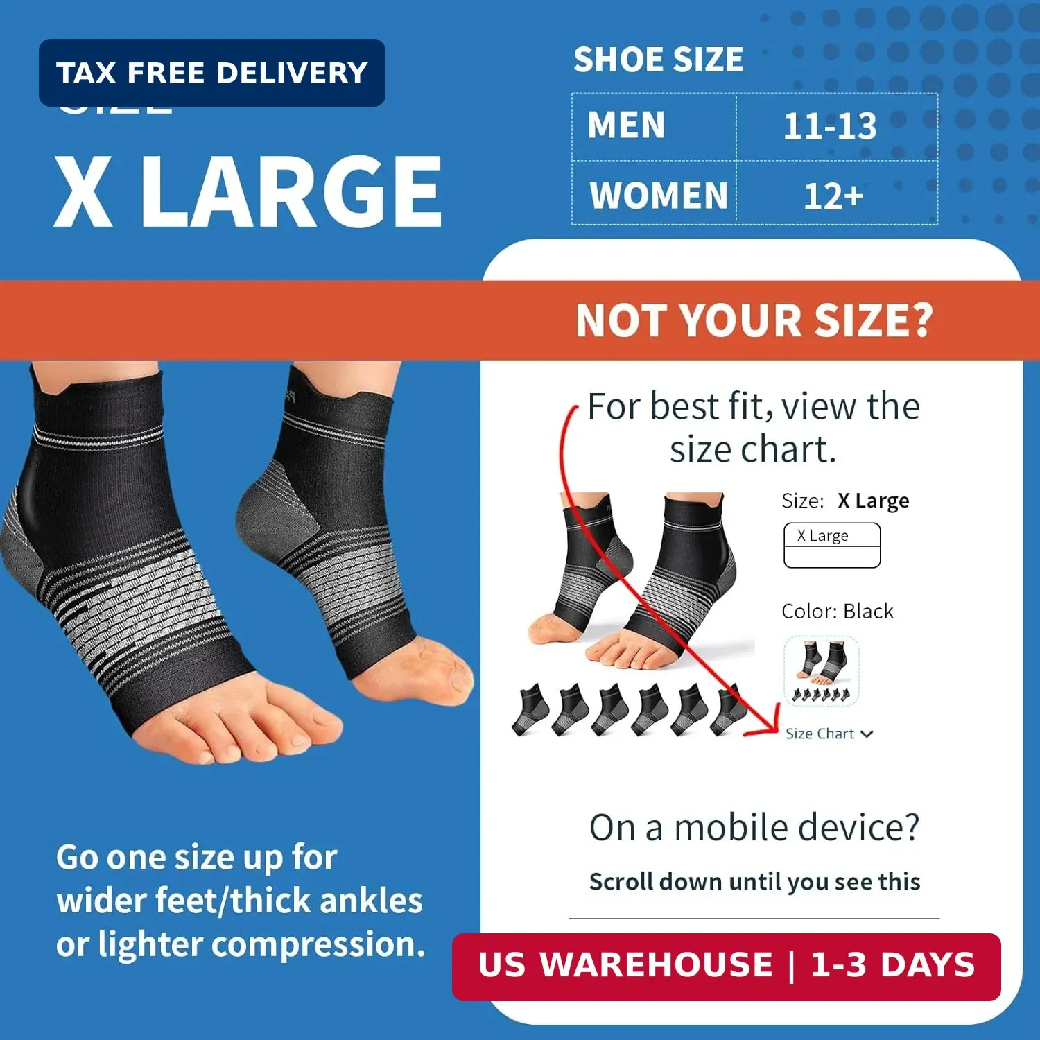 6 Pairs Plantar Fasciitis Socks for Men & Women, Ankle Brace Compression Socks w