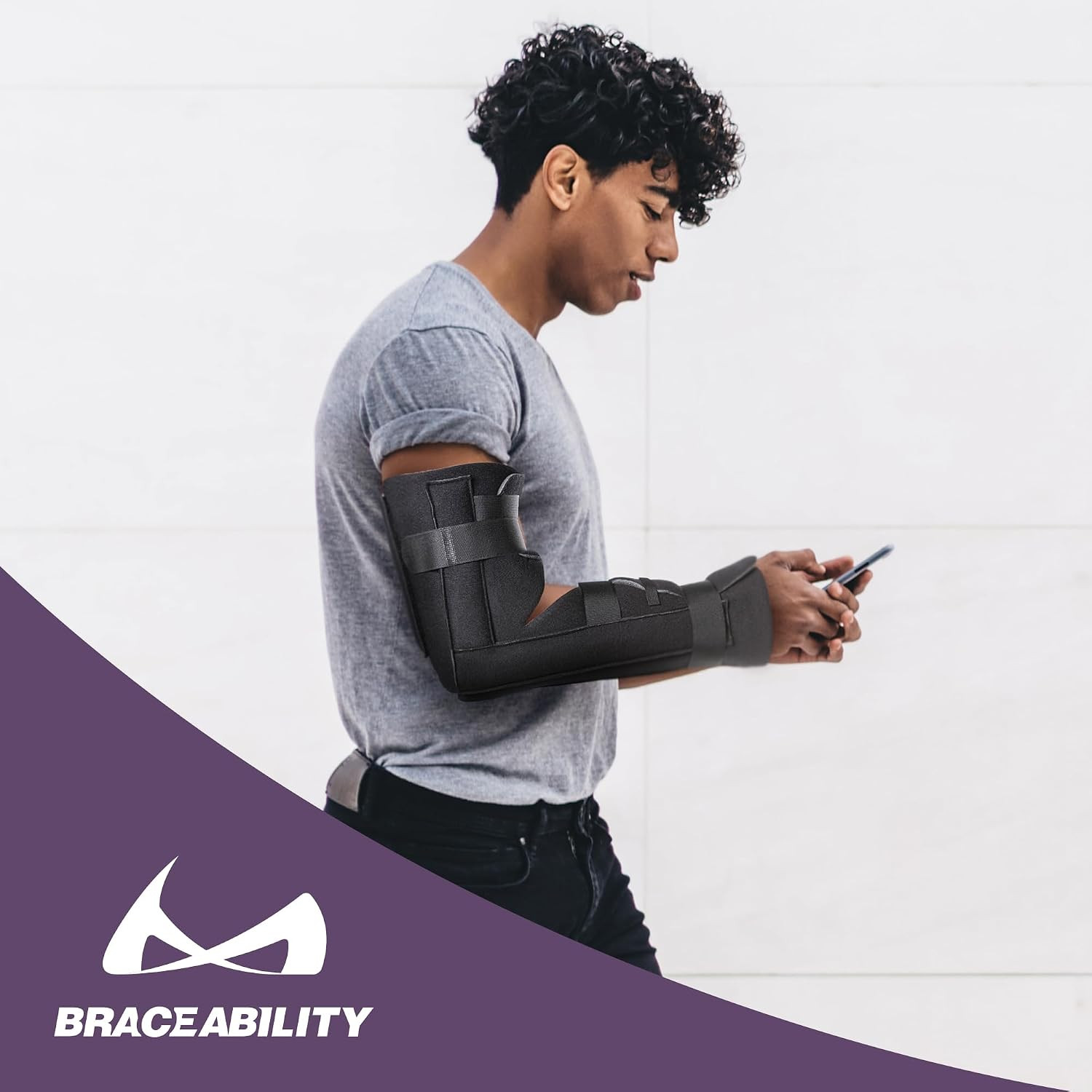 Elbow Immobilizer Brace | Removable Long Arm Cast and Soft Forearm Orthosis Spli