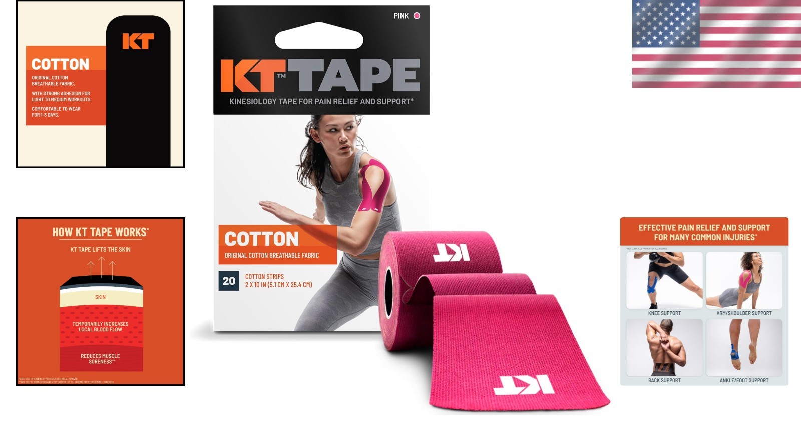 Cotton 10” Precut Elastic Tape – 20 Count for Joint & Muscle Support