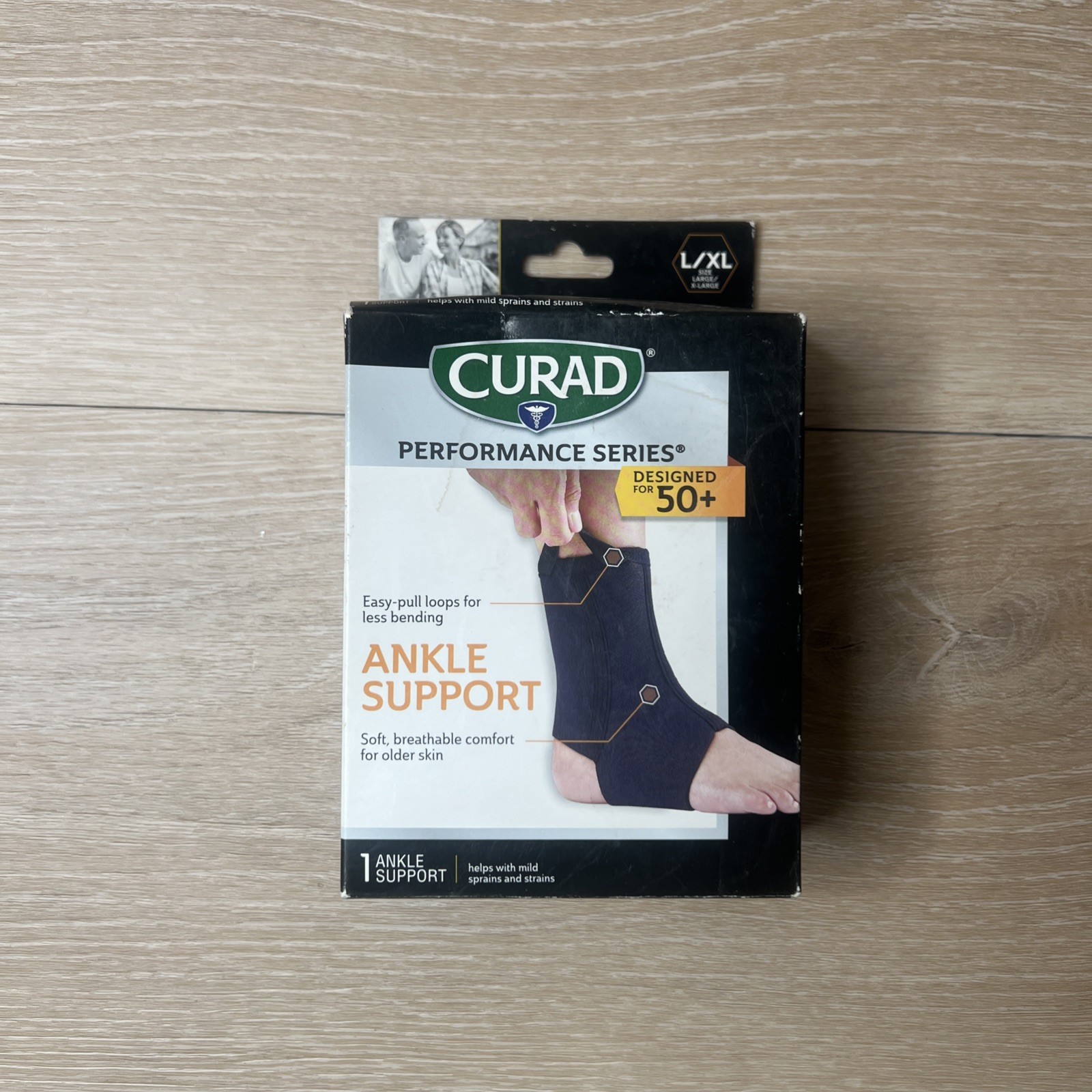 CURAD Microban Ankle Support L Large / XL Extra Large Black Performance Series