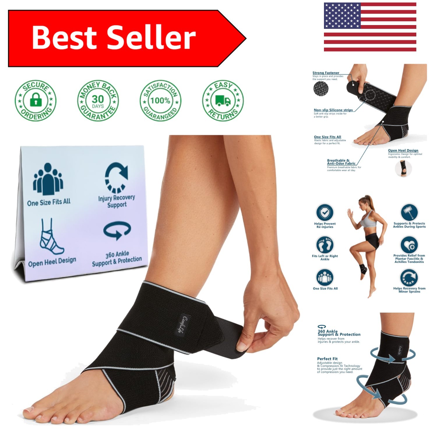 Unisex Adjustable Compression Ankle Sleeve – Ideal for Plantar Fasciitis Relief