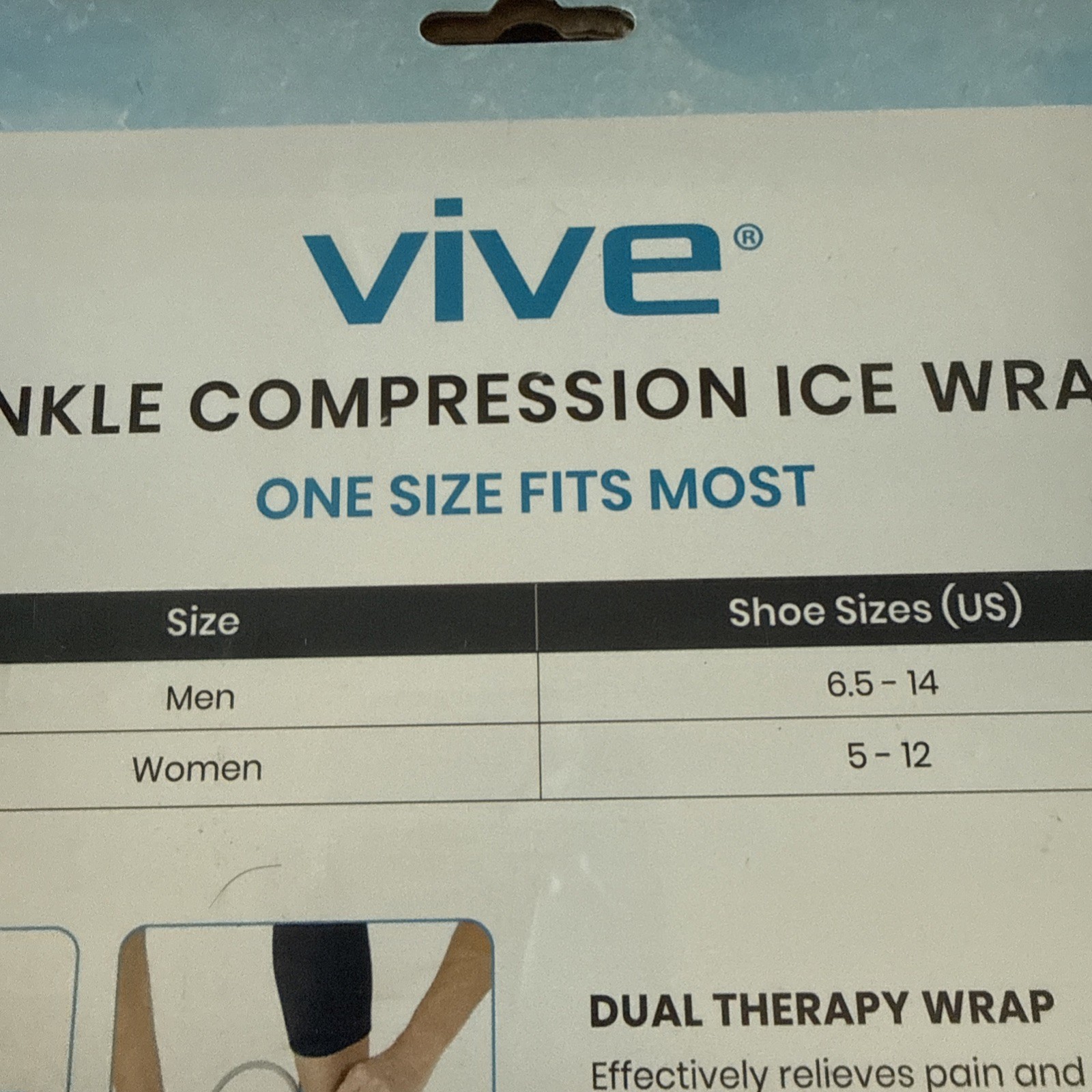 Vive Ankle Compression Ice Pack Wrap. Pain Relief, Filled With Reusable Gel @383