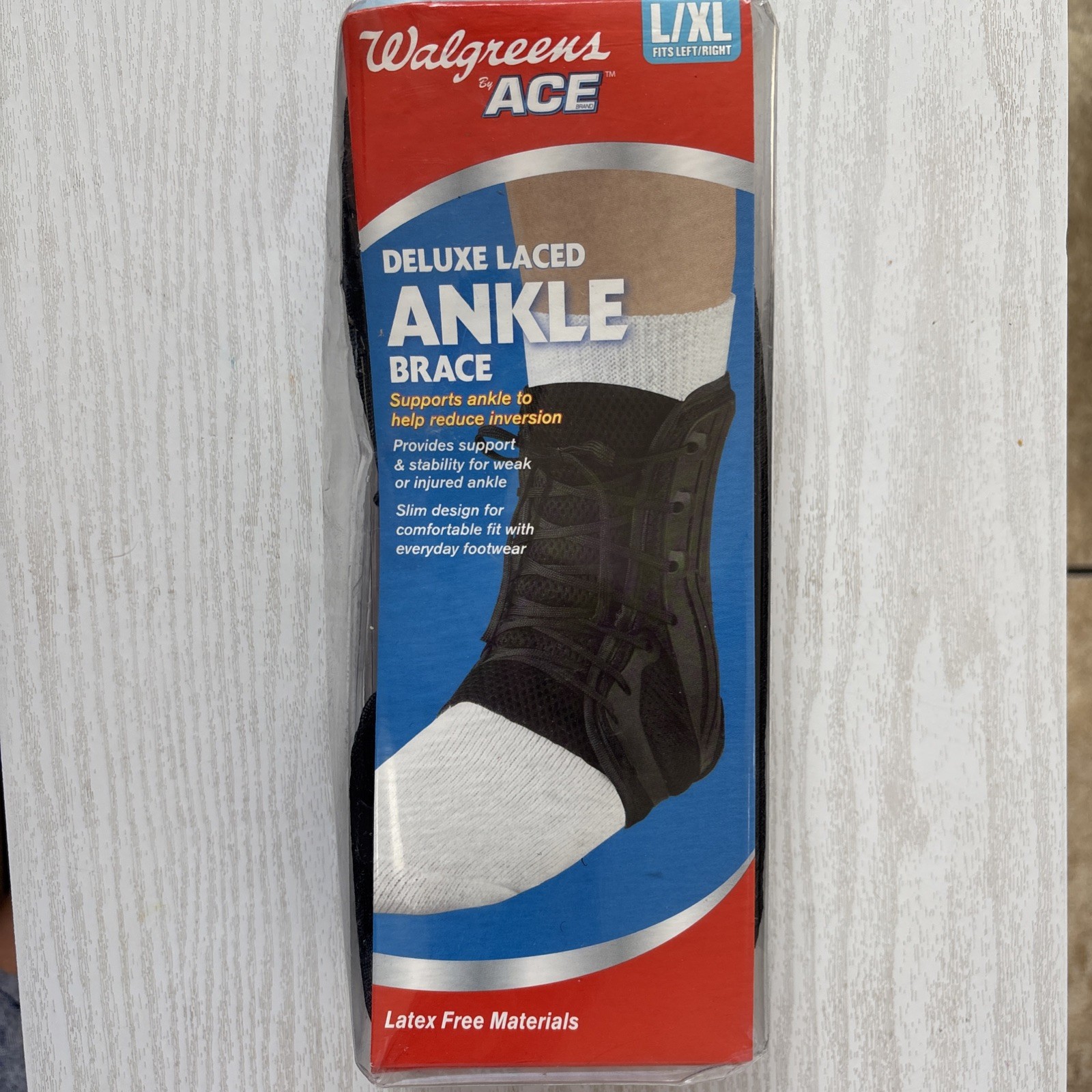 Deluxe Ankle Brace Black LG/XL Laced. Latex Free Walgreens