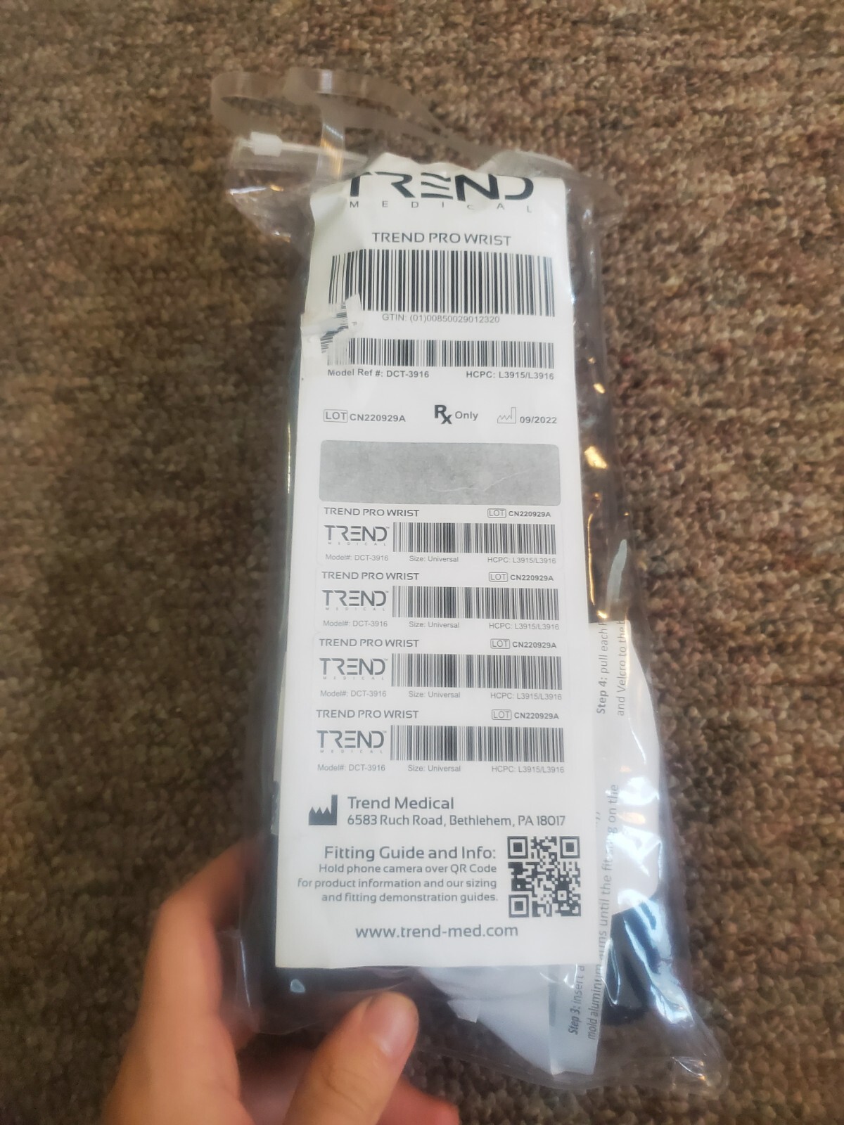 New 10″ Black Trend Medical Pro Wrist Brace (DVT3926)