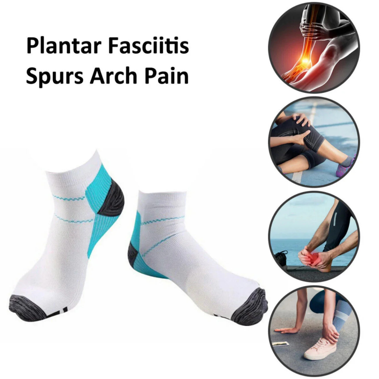 Compression Socks for Plantar Fasciitis Support – 1 to 5 Pairs for Men & Women