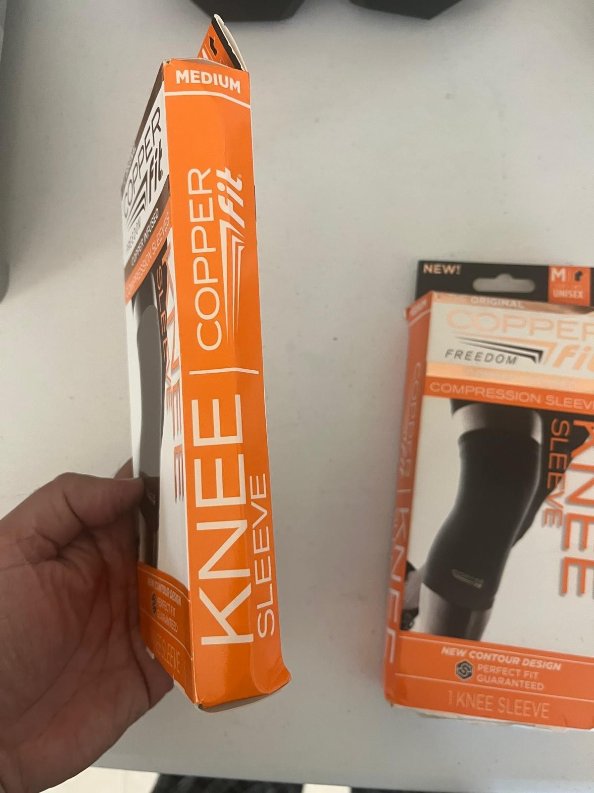 Copper Fit Freedom Knee Compression Sleeve Unisex Size M Black Color Pack of 2