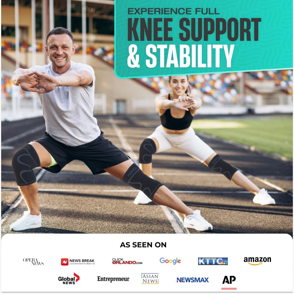 Modvel 2 Pack Knee Brace for Women & Men – Workout Knees XX-Large, Black
