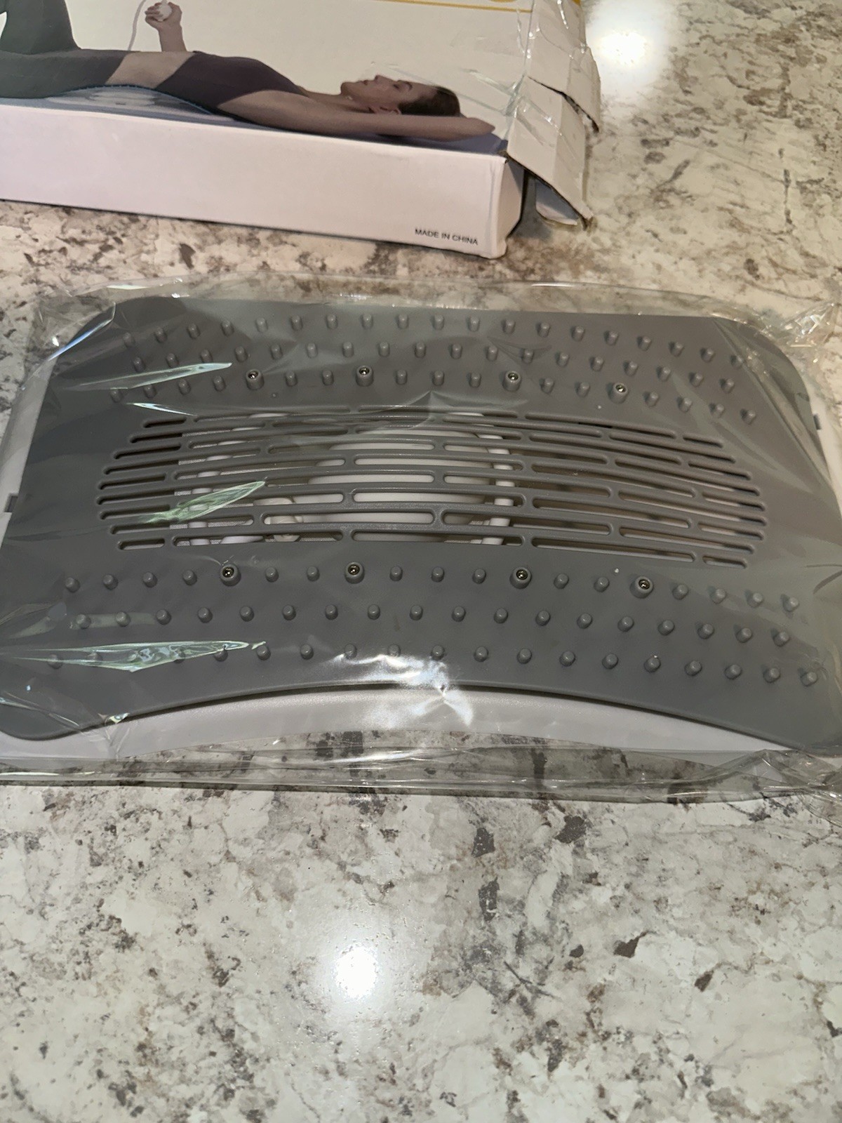 Electric Lumbar Back Support Board Massage Pad, Gray/White, One Size