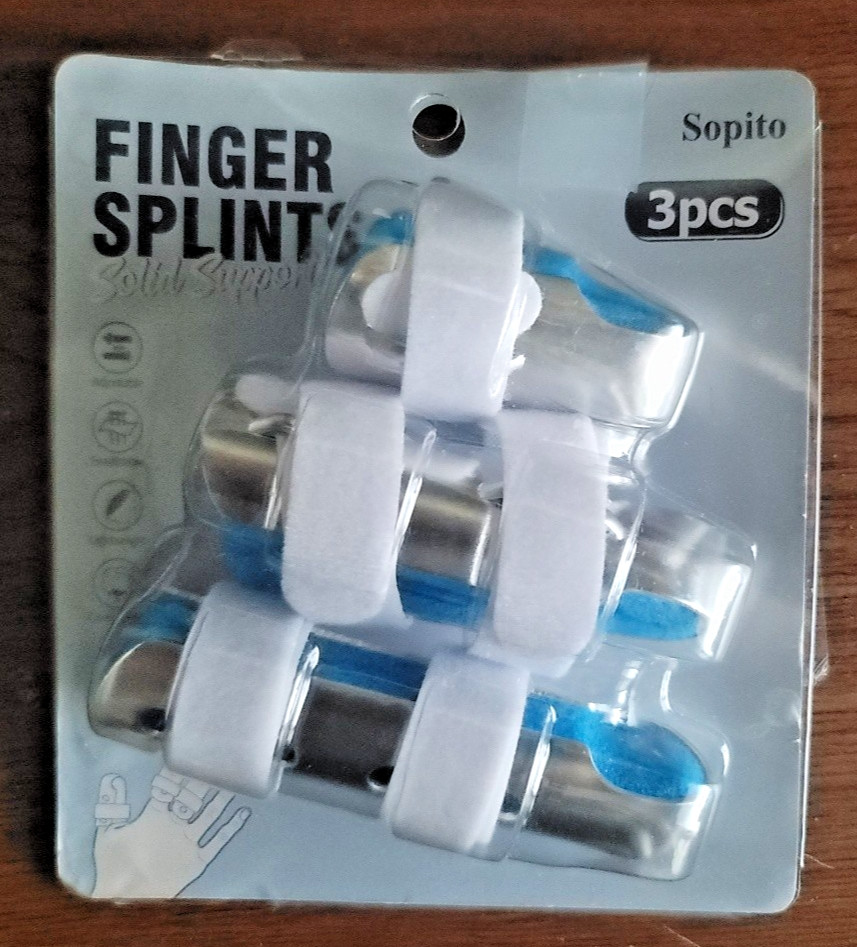 Sopito Finger Splint, 3PCS Support Brace One Size, Adjustable Lightweight Blue