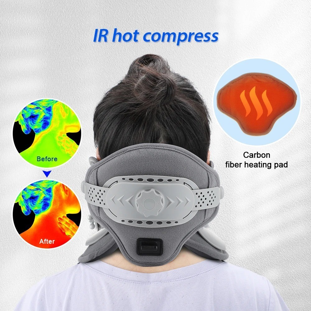 Heated Neck Traction Device Inflatable Cervical Collar Pain Relief Support