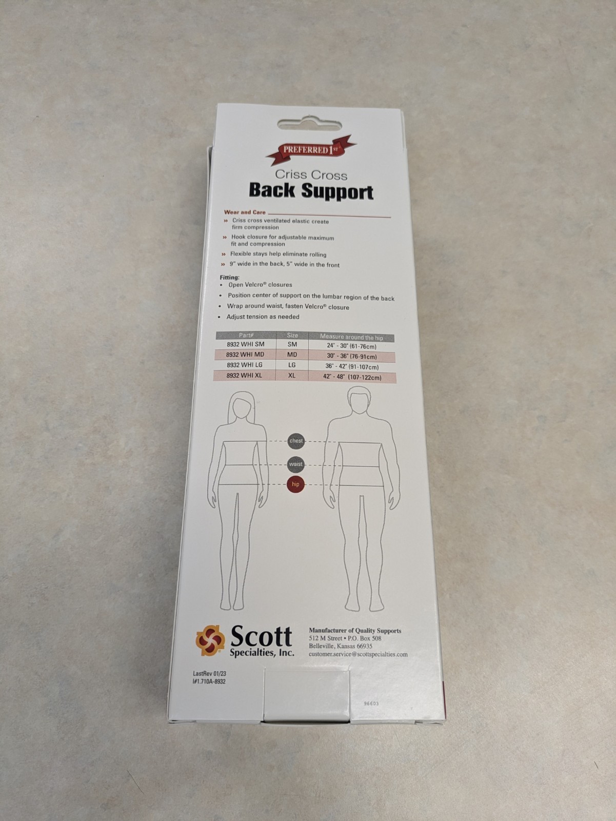 Preferred 1st CrissCross Sacro-Lumbar Support Medium Back Brace NEW