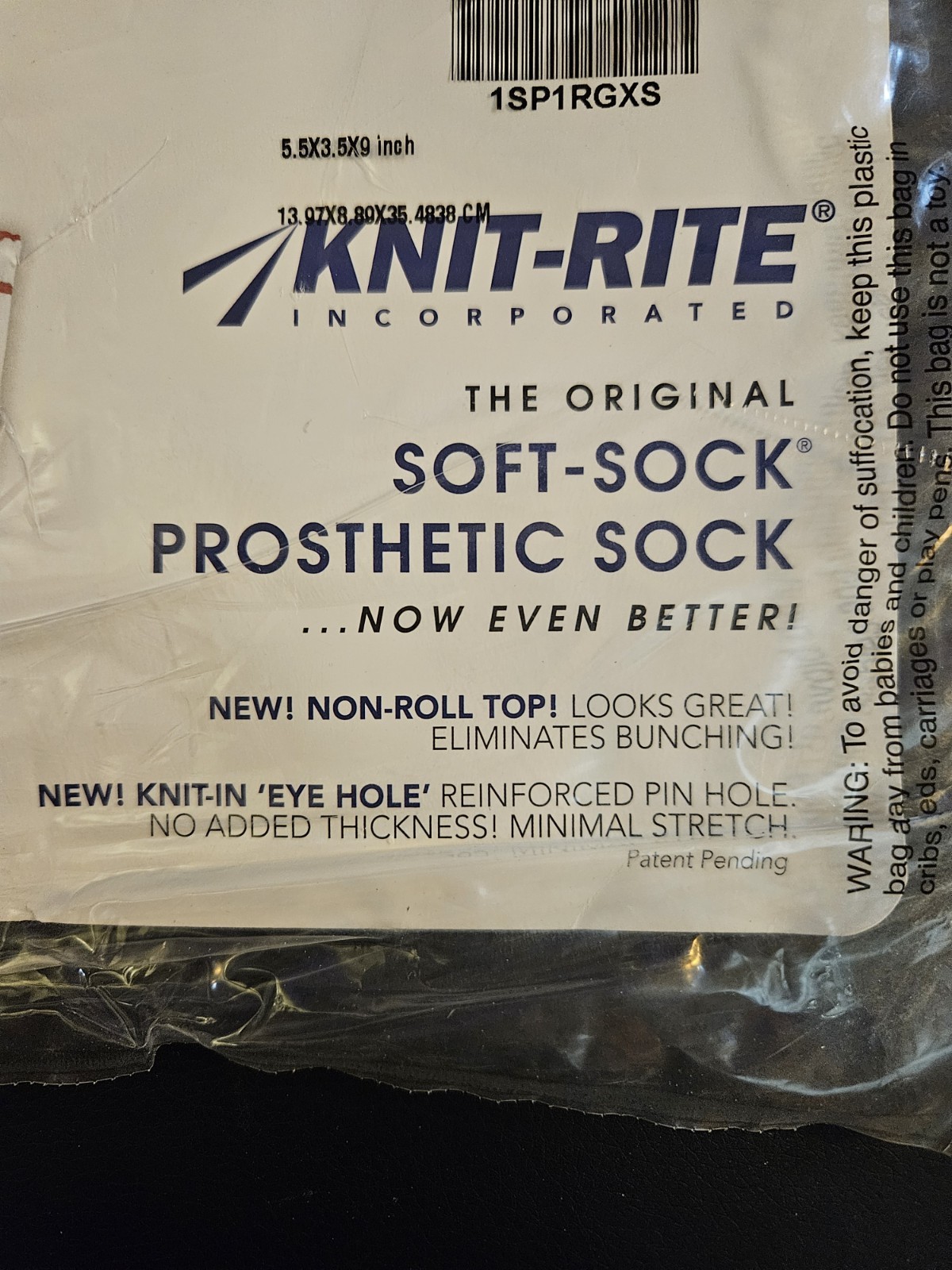 Knit-Rite SOFT SOCK LTWT HOLE Prosthetic Sock – Fits #1, #2 x 8-12 NEW
