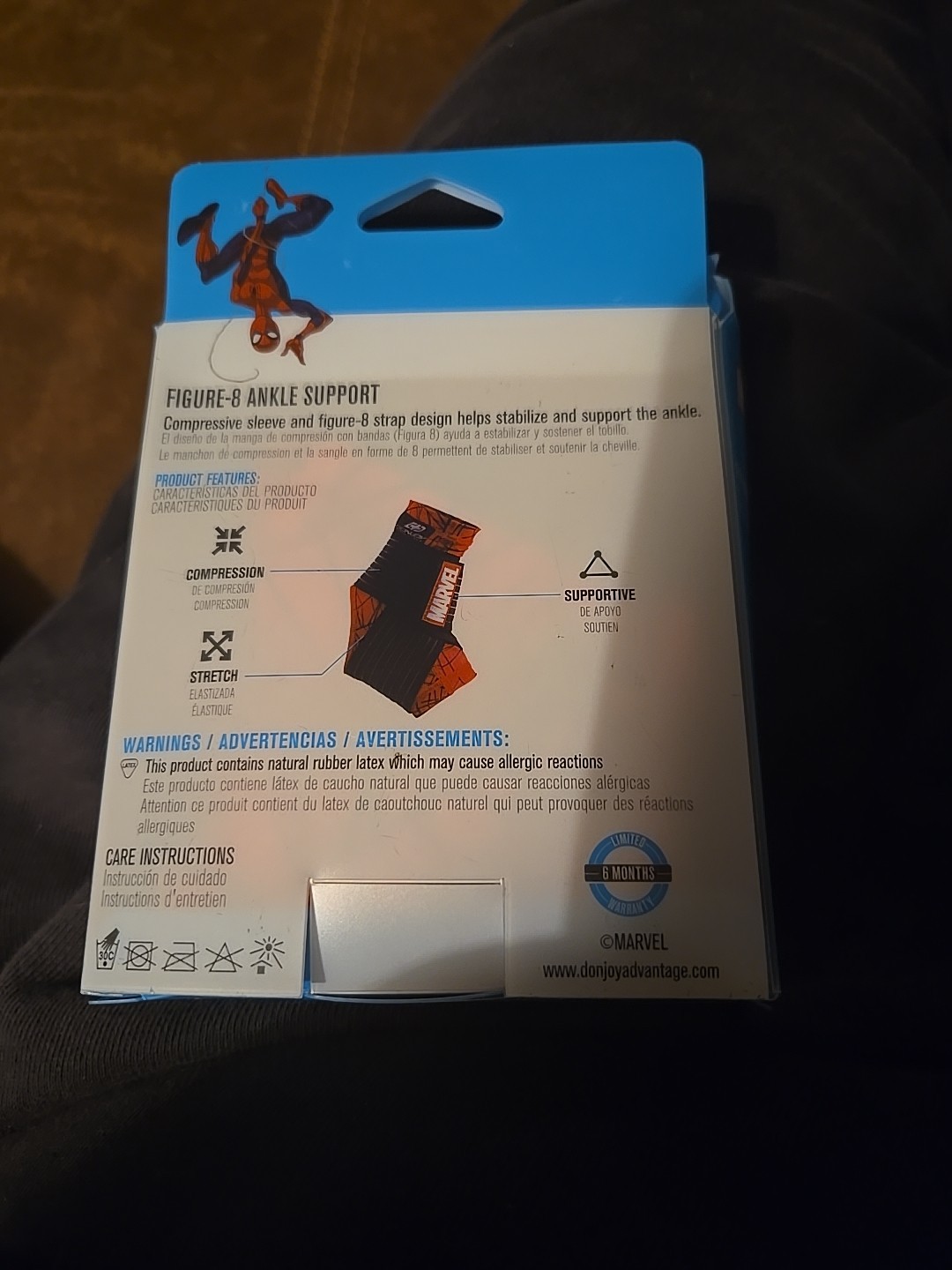 DonJoy Spiderman Moderate Figure 8 Compression Ankle Support Sleeve Youth Size