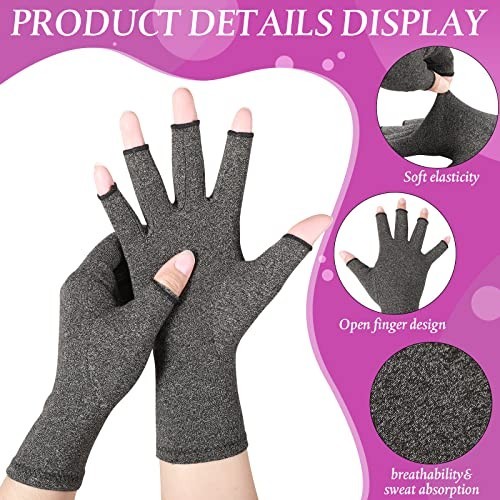 Compression Gloves 8 Pairs Fingerless Arthritis Pain Relief Unisex Men Women
