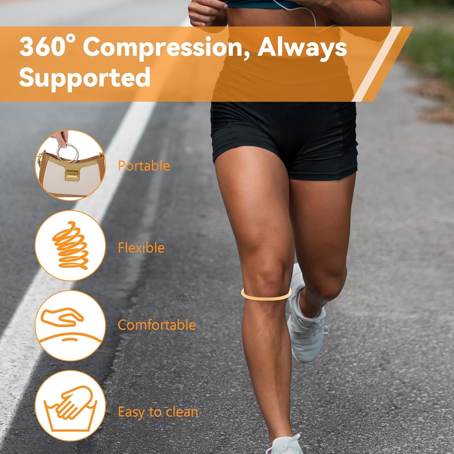 4Pcs Knee Strap Patella Tendon Support, Silicone Fine Patella Bands for Knee