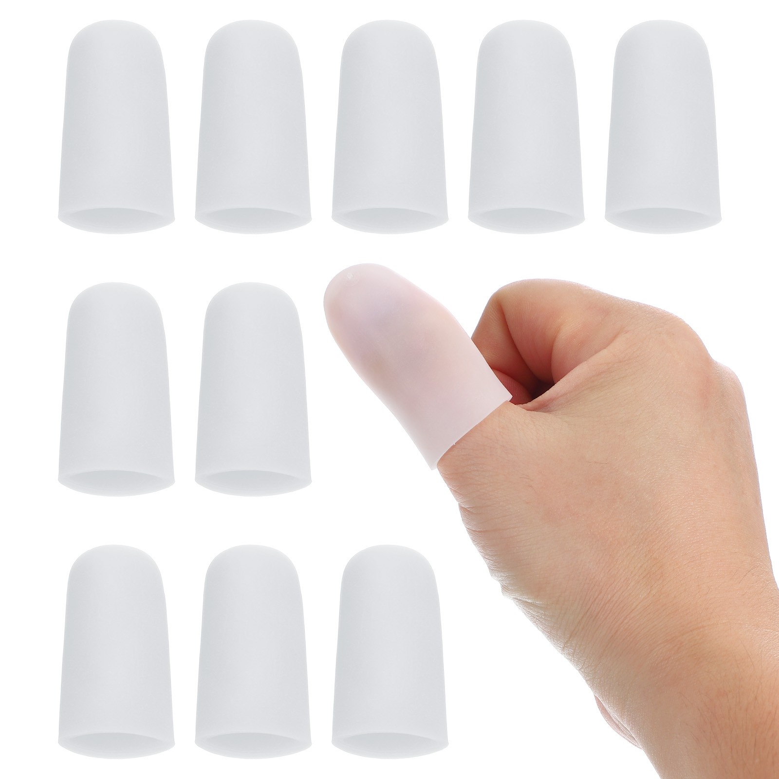 1.6″ Silicone Gel Finger Cots, 10 Pcs Fingertips Sleeve Protector, White