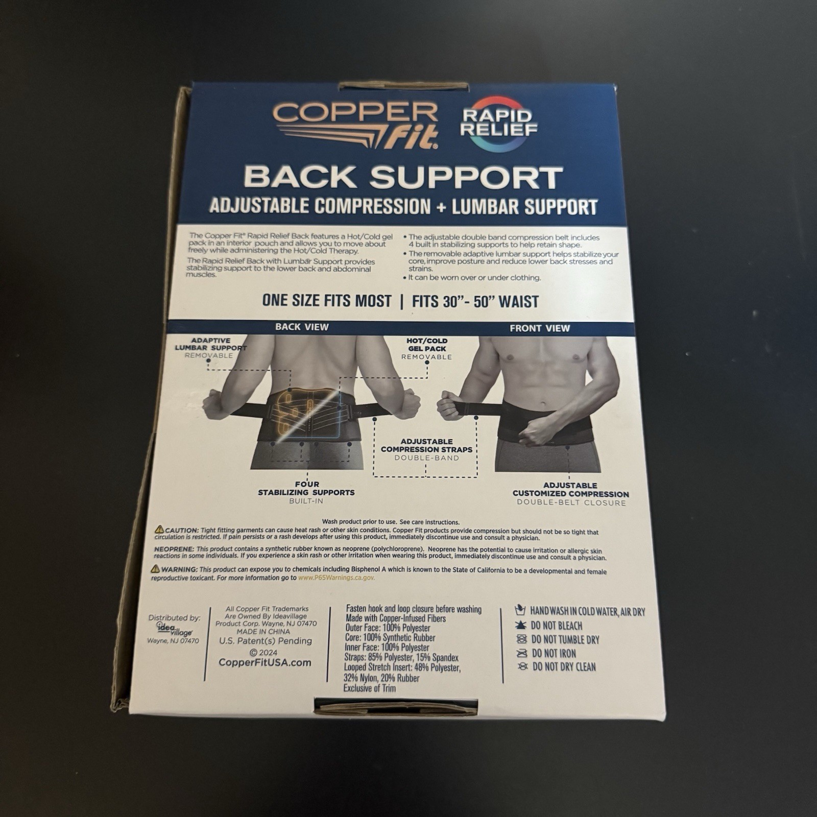 Copper Fit BACK SUPPORT Adjustable Compression+Lnmbar Support