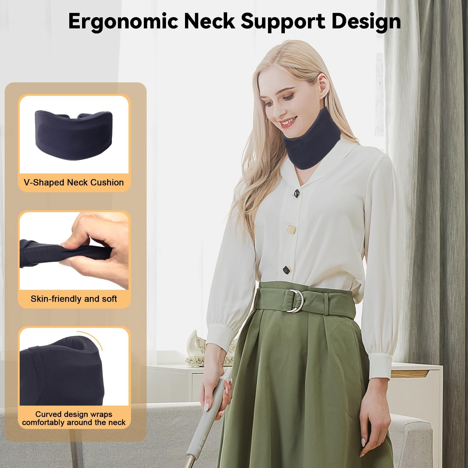 Neck Brace for Sleeping, Soft Foam Cervical Collar Neck Support Brace, Keep Vert