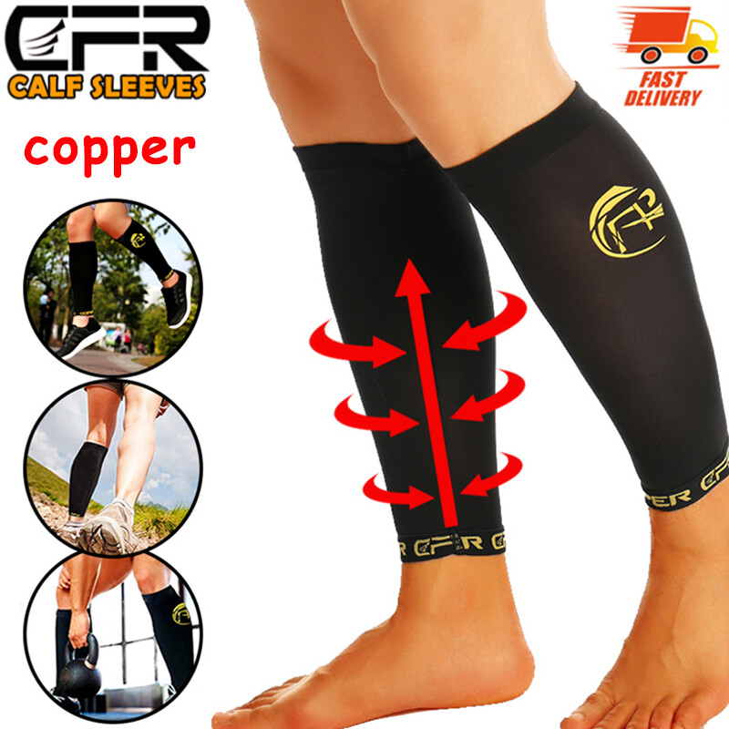 1 Pair Copper Sport Compression Calf Sleeve Running Leg Support Brace Shin US