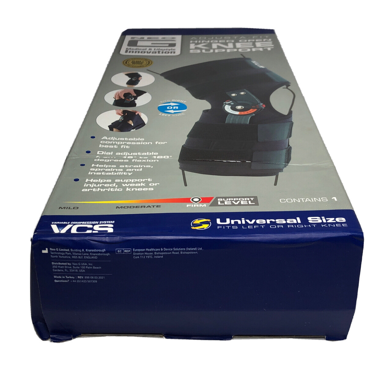 Neo G Hinged Knee Brace Adjusta-Fit Open Knee Support Fits R or L Knee 1-Size
