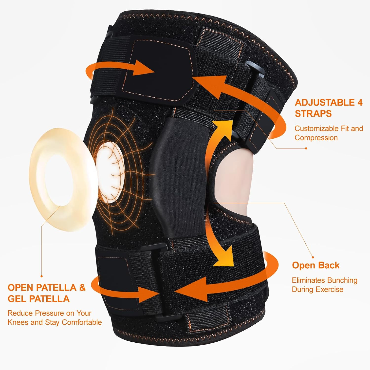 Hinged Knee Brace with Side Stabilizers for Men Women, Metal Hinge Knee Support