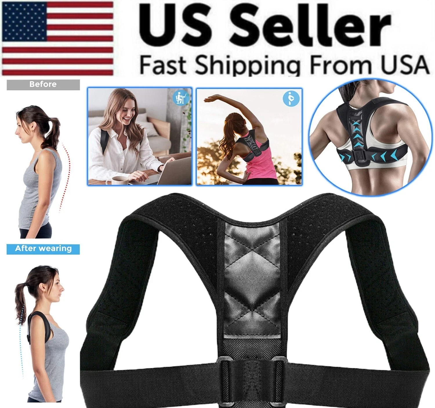 Posture Corrector Adjustable Back Brace Shoulder Support Clavicle Belt Men Women
