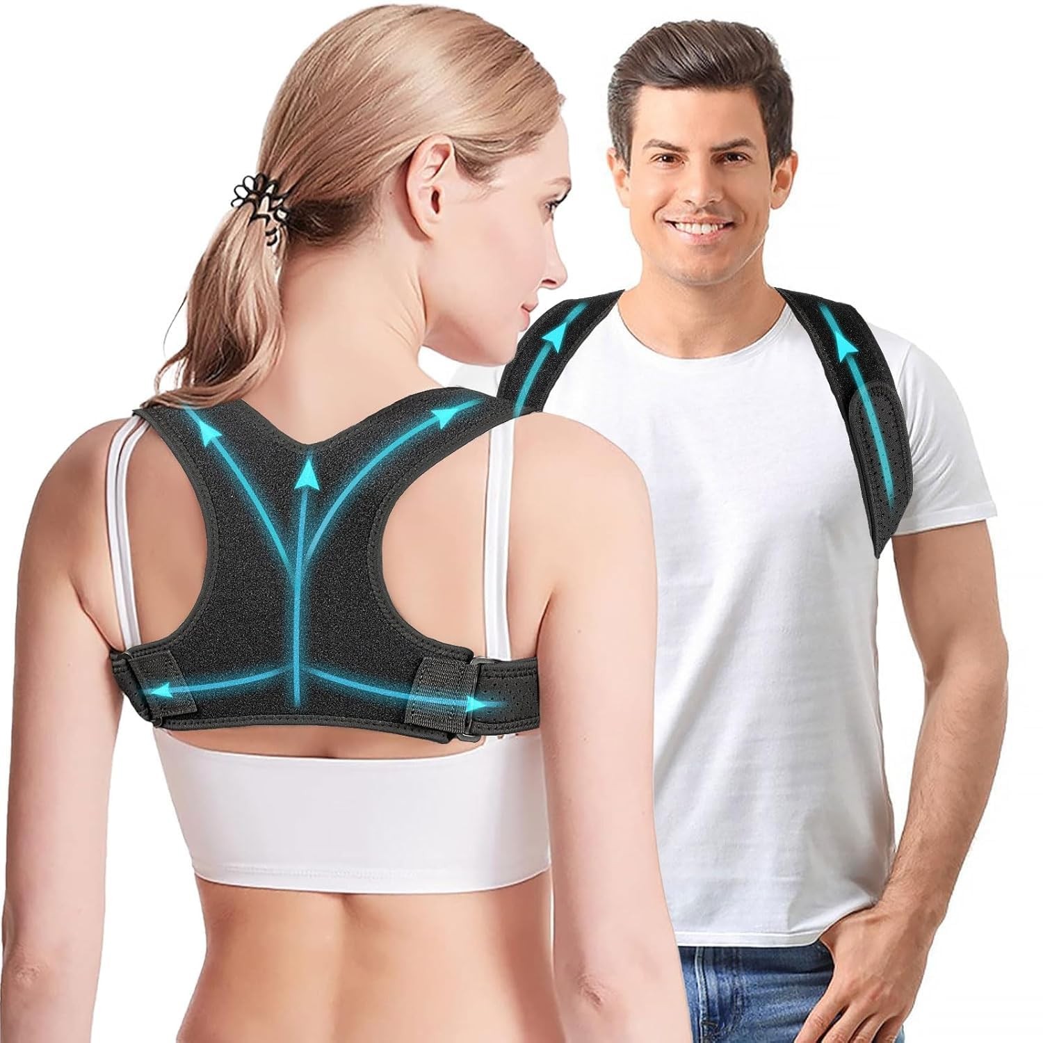 KICK BAR Posture Corrector for Women & Men, Breathable & Large, Black