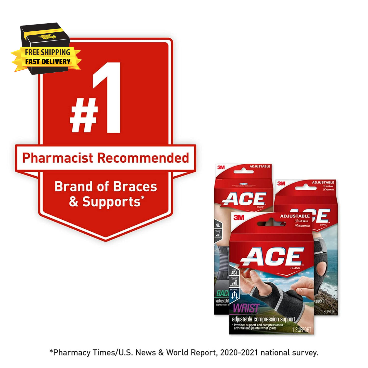 ACE Brand Adjustable Compression Elbow Support, Moderate Support for Weak, Sore
