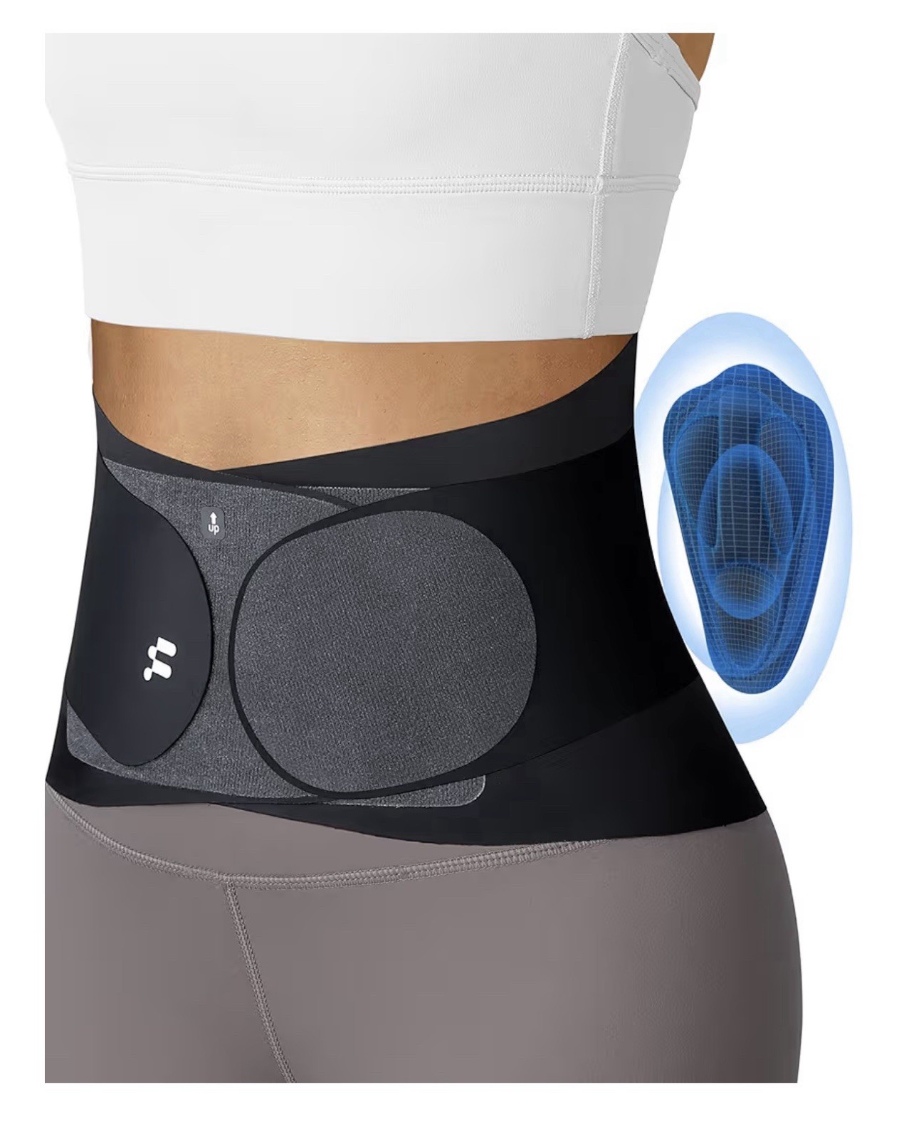 Fitomo 0.5mm Ultra Thin Back Brace with 3D Lumbar Pad, 6 Flexible Supports,Large