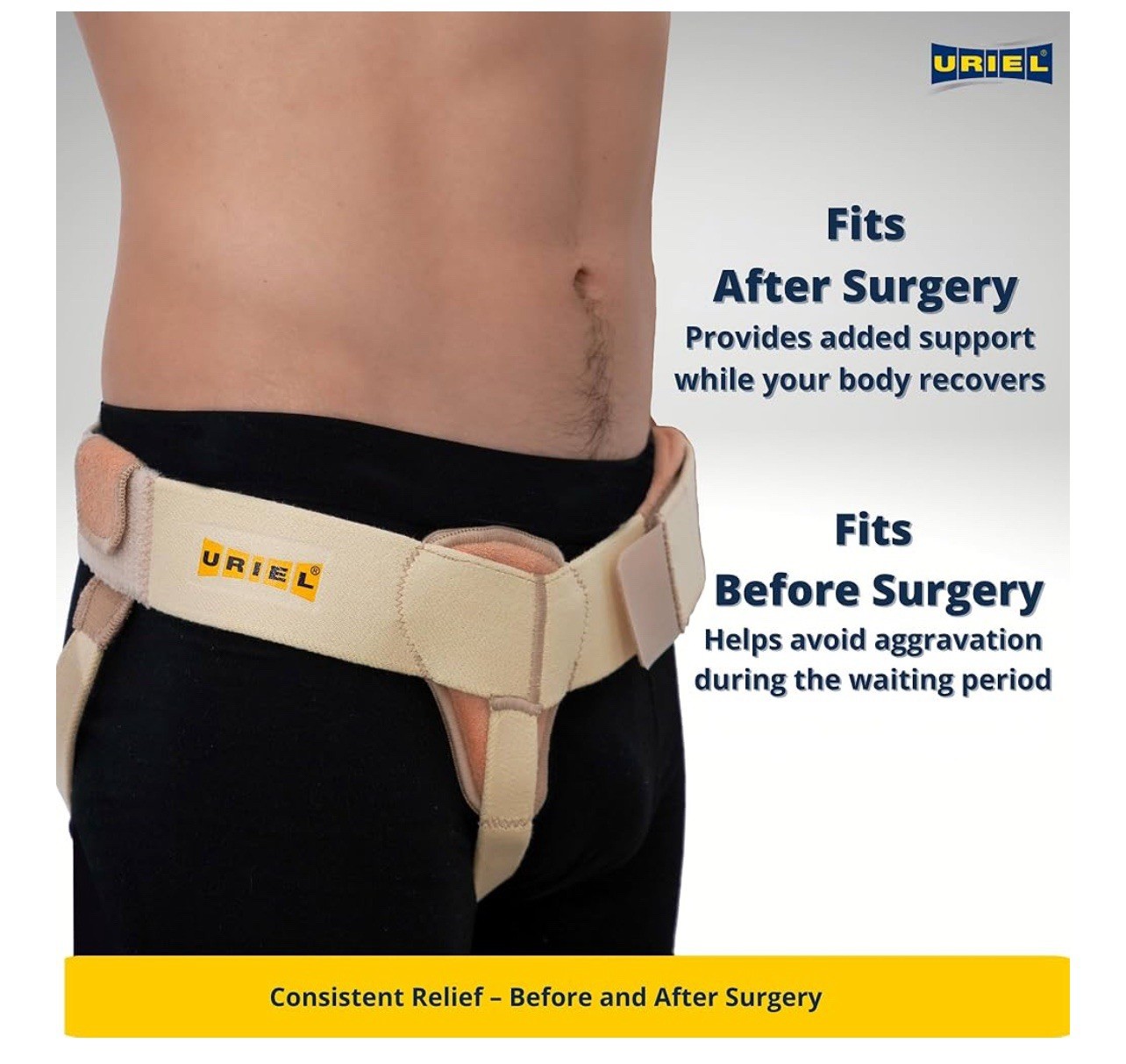 URIEL Right Sided Inguinal Hernia Belts for Men Hernia Support Tan Size XXL