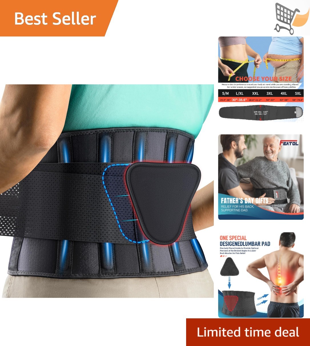 Back Brace Support Belt Lumbar Pain Sciatica Scoliosis Herniated Disc